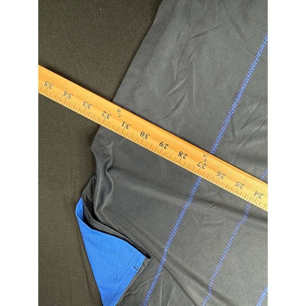 Nike Golf Polo Shirt Mens‎ XL Blue Black Striped Dri-FIT Athletic Training